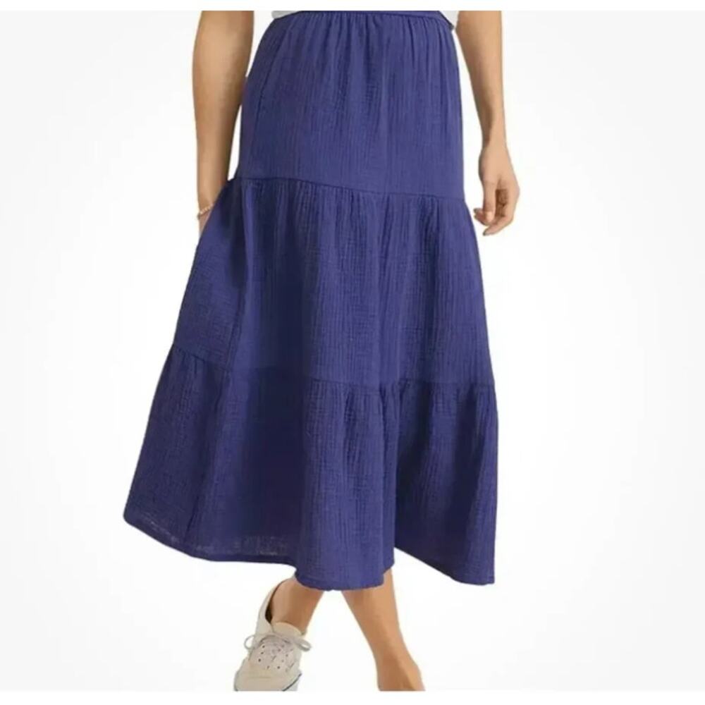Marine Layer Corinne Purple Tiered Midi Skirt Women Cotton Spring 2022